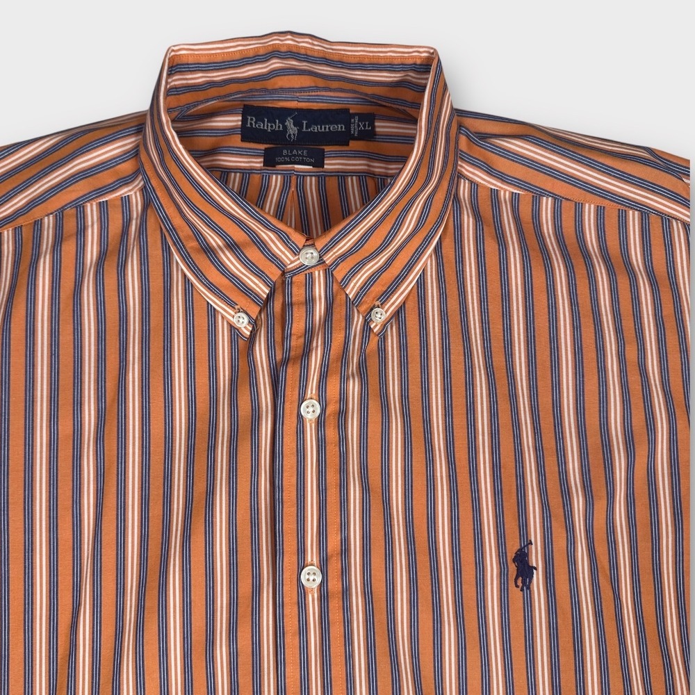 Ralph Lauren Blake XL Orange Stripe Button Down Long Sleeve Shirt‎